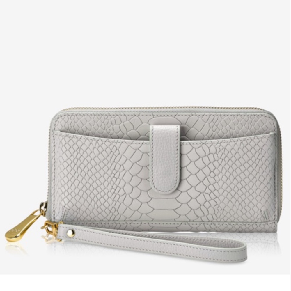 Gigi New York City Phone Case Leather Wristlet Gray NWOT